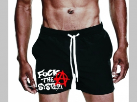 Fuck The System - plavky s mot&iacute;vom - plavkov&eacute; p&aacute;nske kraťasy s pohodlnou gumou v p&aacute;se a &scaron;n&uacute;rkou na dotiahnutie vhodn&eacute; aj ako klasick&eacute; kraťasy na voľn&yacute; čas